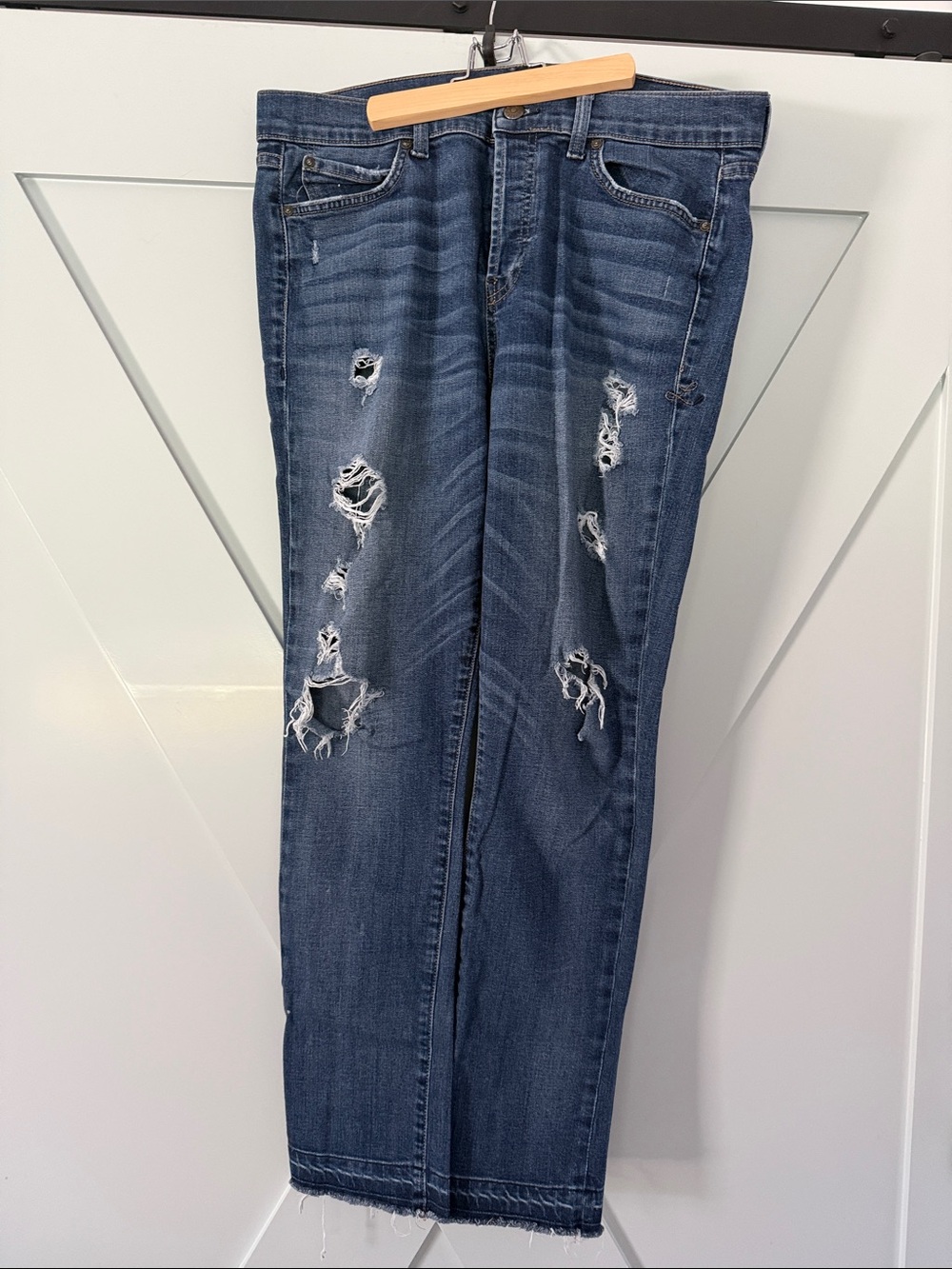 Level 99 Women's Straight-Leg Distressed Jeans - Dark Blue